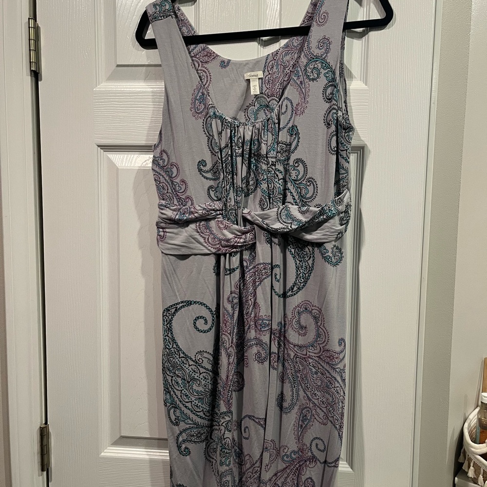 Soma Gray and Purple Paisley Maxi Dress